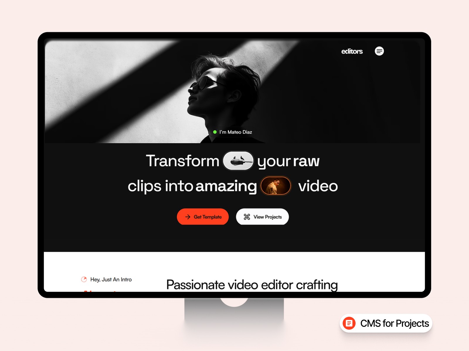Editorya - video editor portfolio template