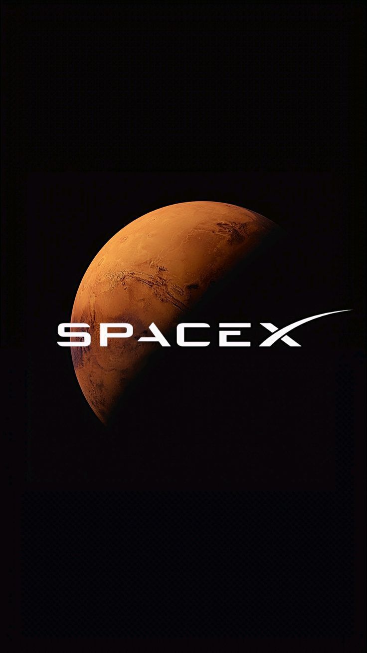 SpaceX logo with Mars backgrou d