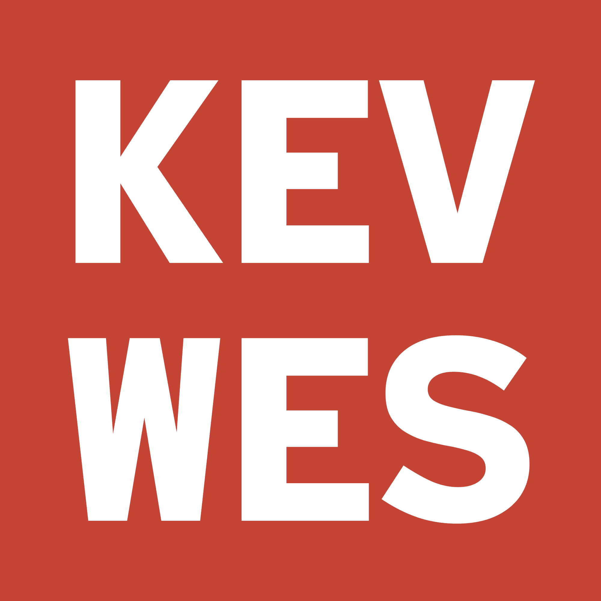 Das Logo von KevWes in rot.
