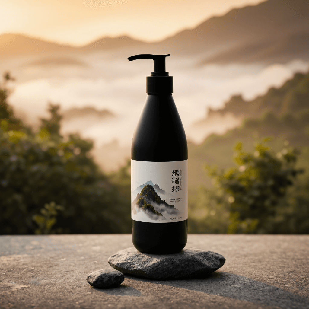 product photography of a bottle of anti-hair loss nutrition shampoo