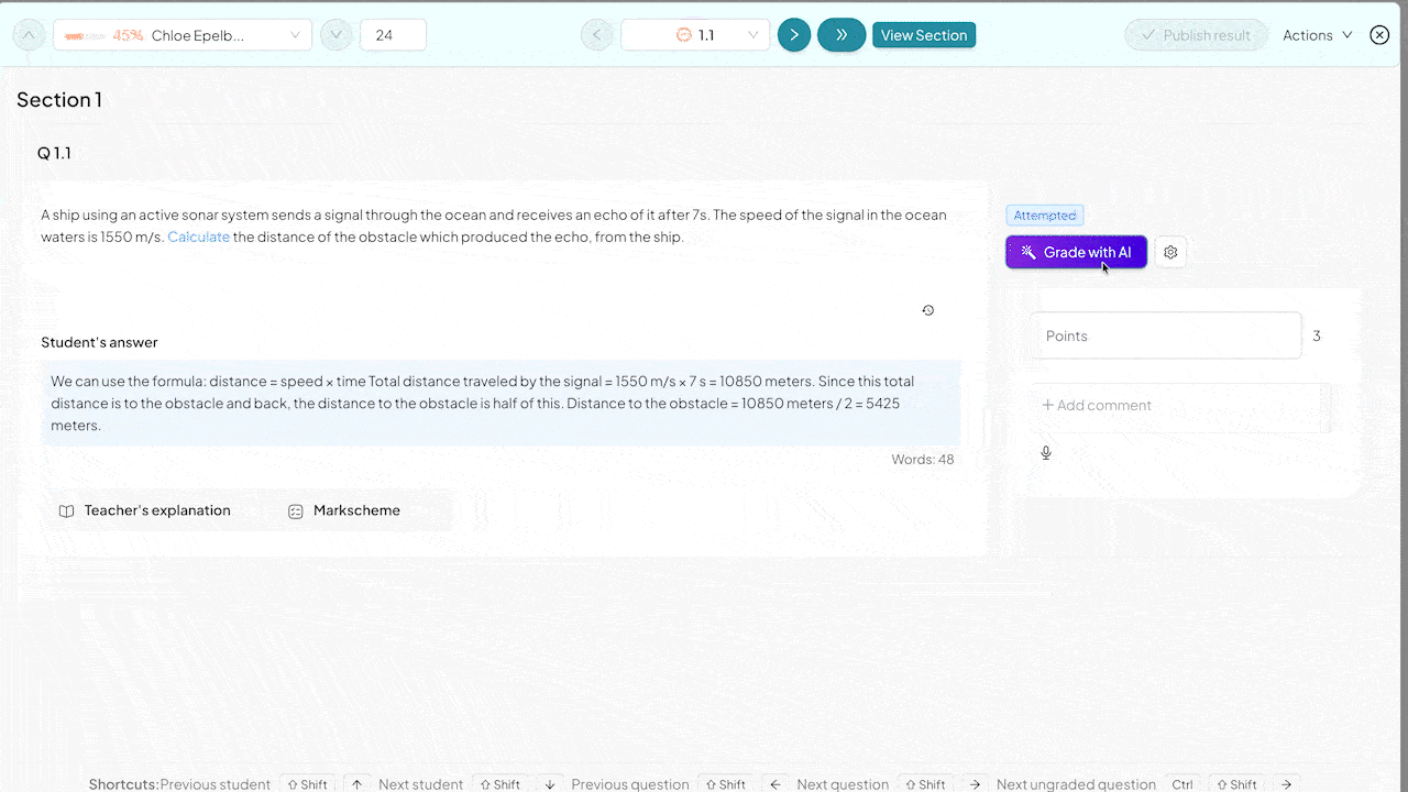AI powered grading on AssessPrep