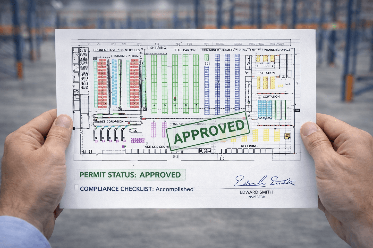 Modern architecture with colorful facade and glass windows