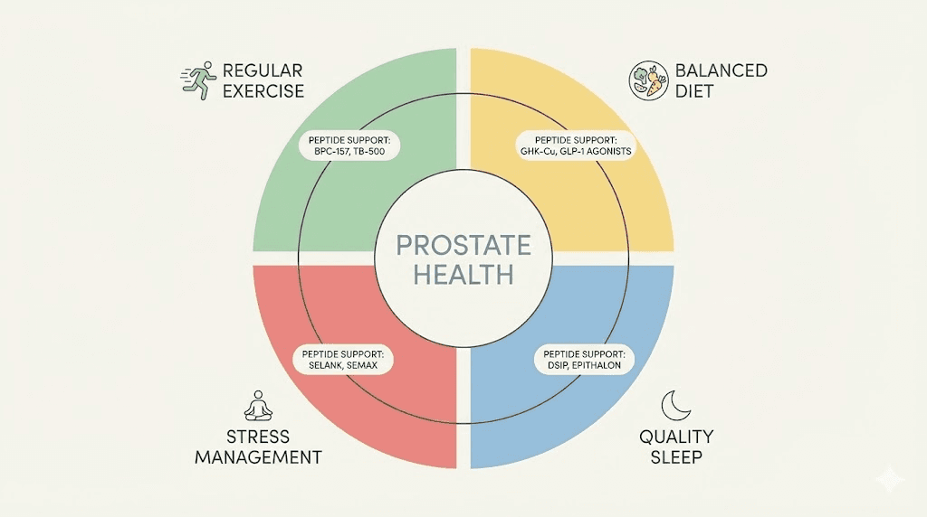 Lifestyle factors supporting prostate health alongside peptide protocols
