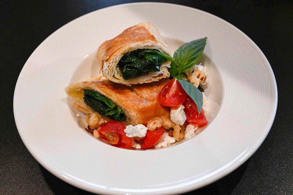 Strawberry Mille-Feuille on a white plate