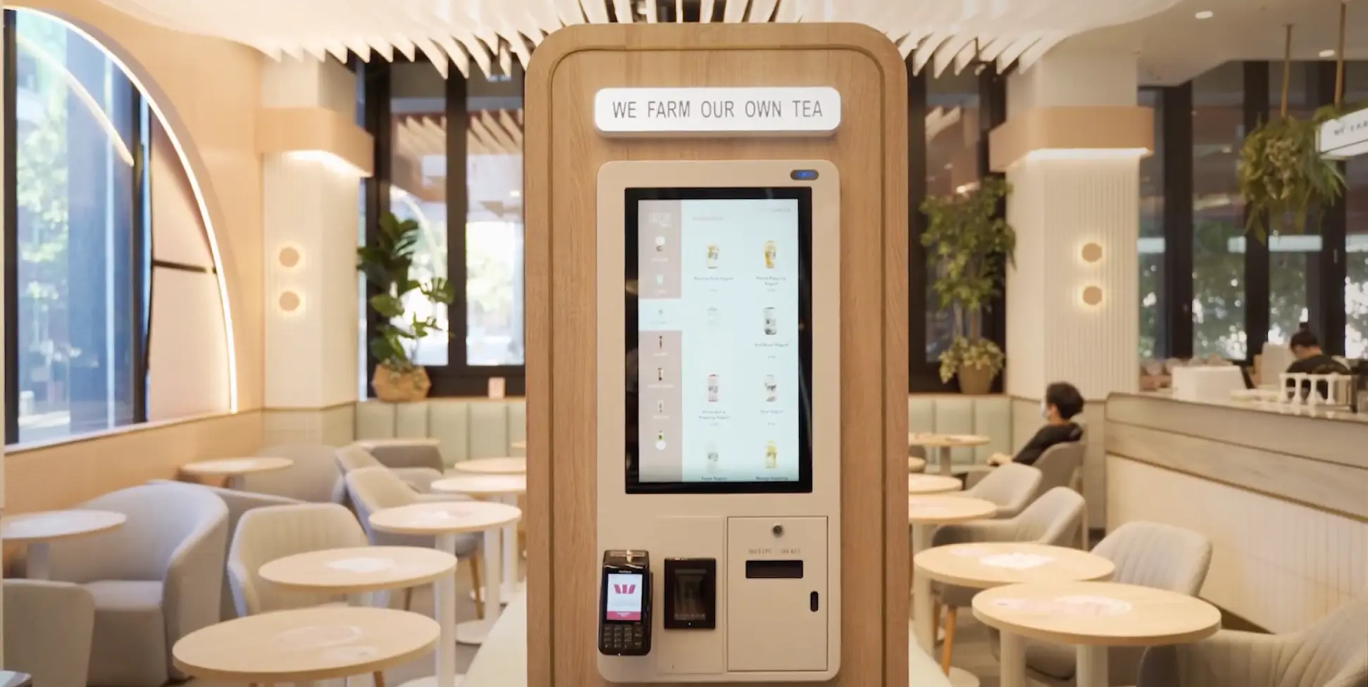 freestanding kiosk at gotcha tea