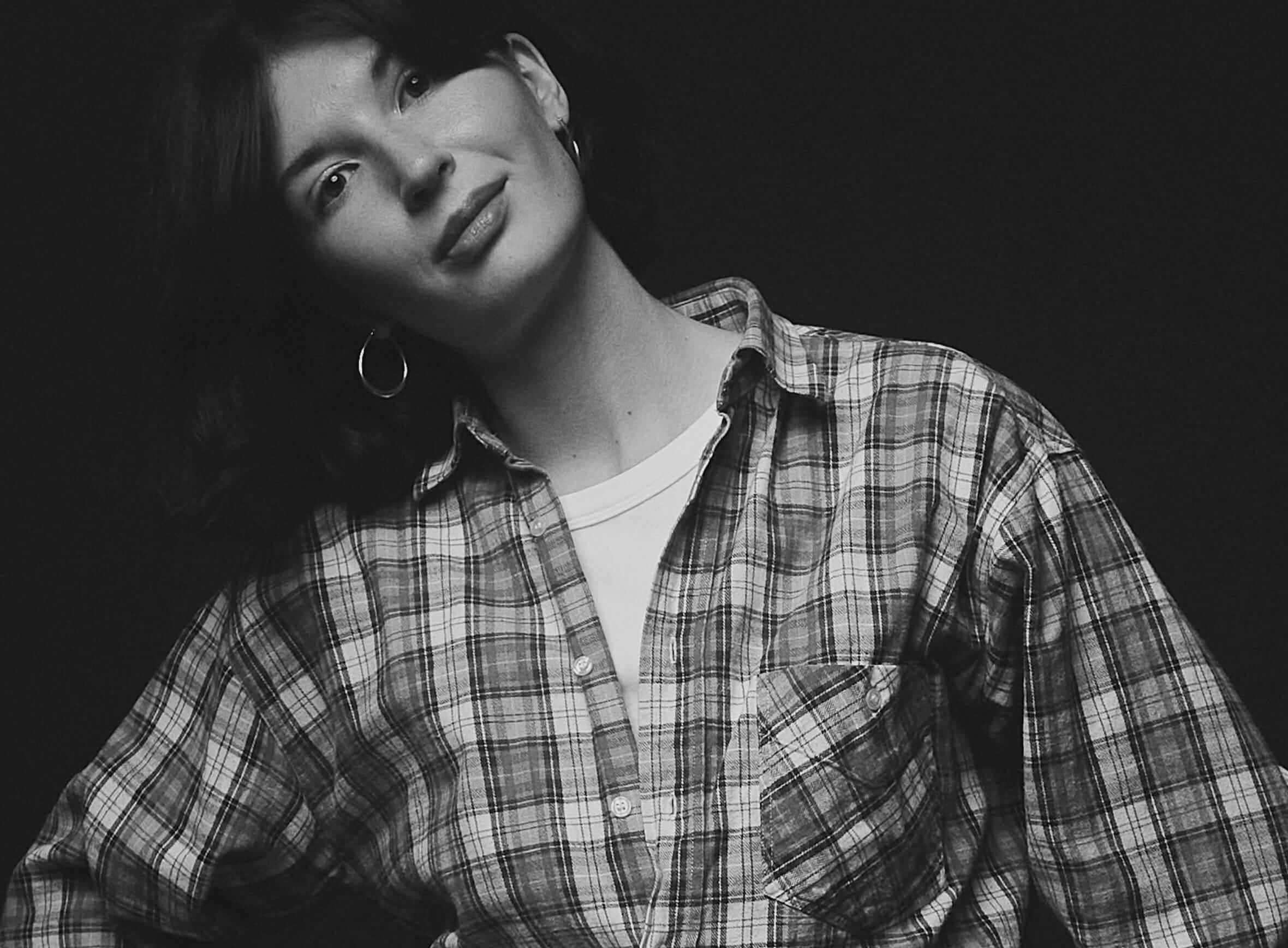 Black-and-white portrait of Anna Chusova