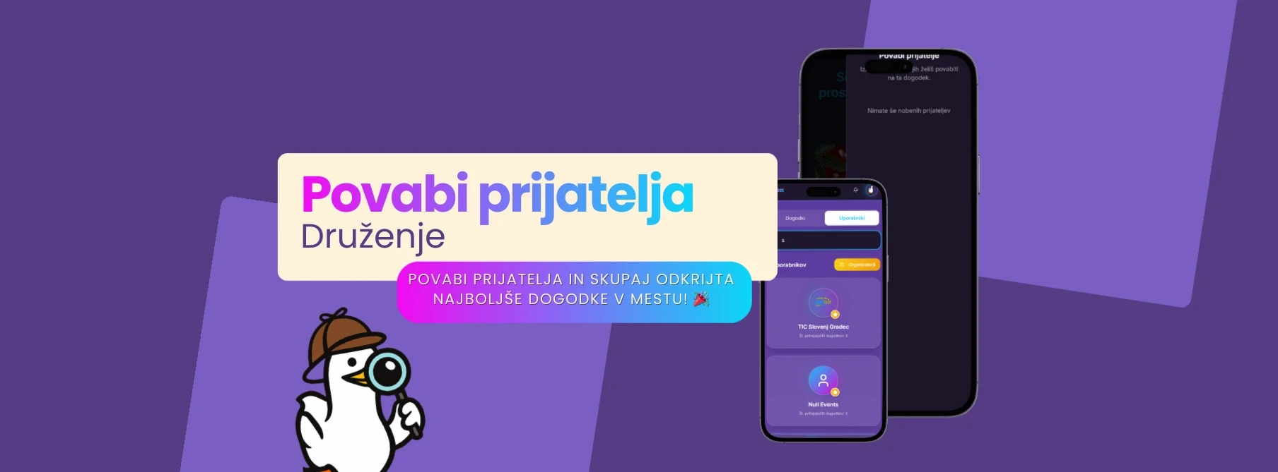 Prikaz vabljenja prijateljev na aplikaciji gos