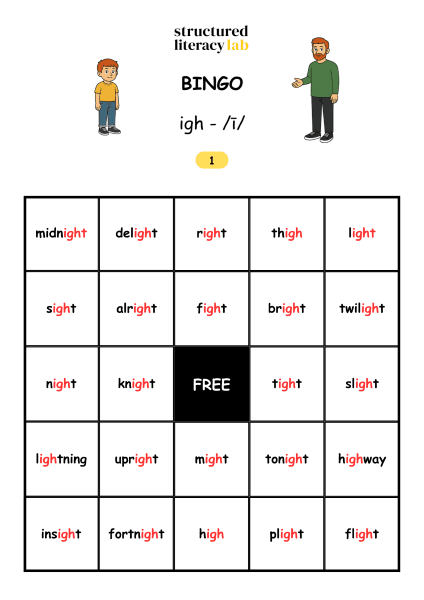 Printable igh spelling bingo game included with Fright At Night.