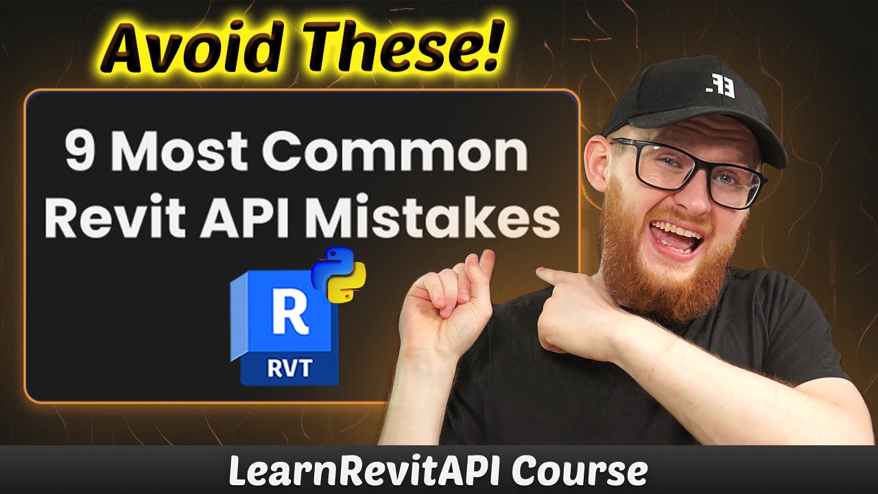 Erik Frits pointing fingers on the card behind with text "Avoid these 9 most common Revit API mistakes". 