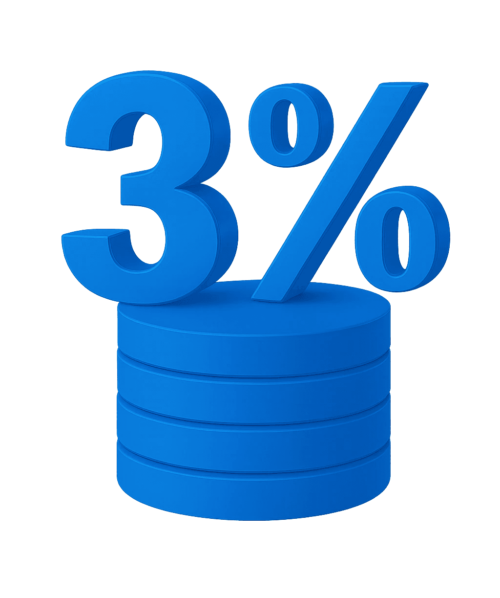 3D blue icon of a prohibition symbol on top of a stack of coins