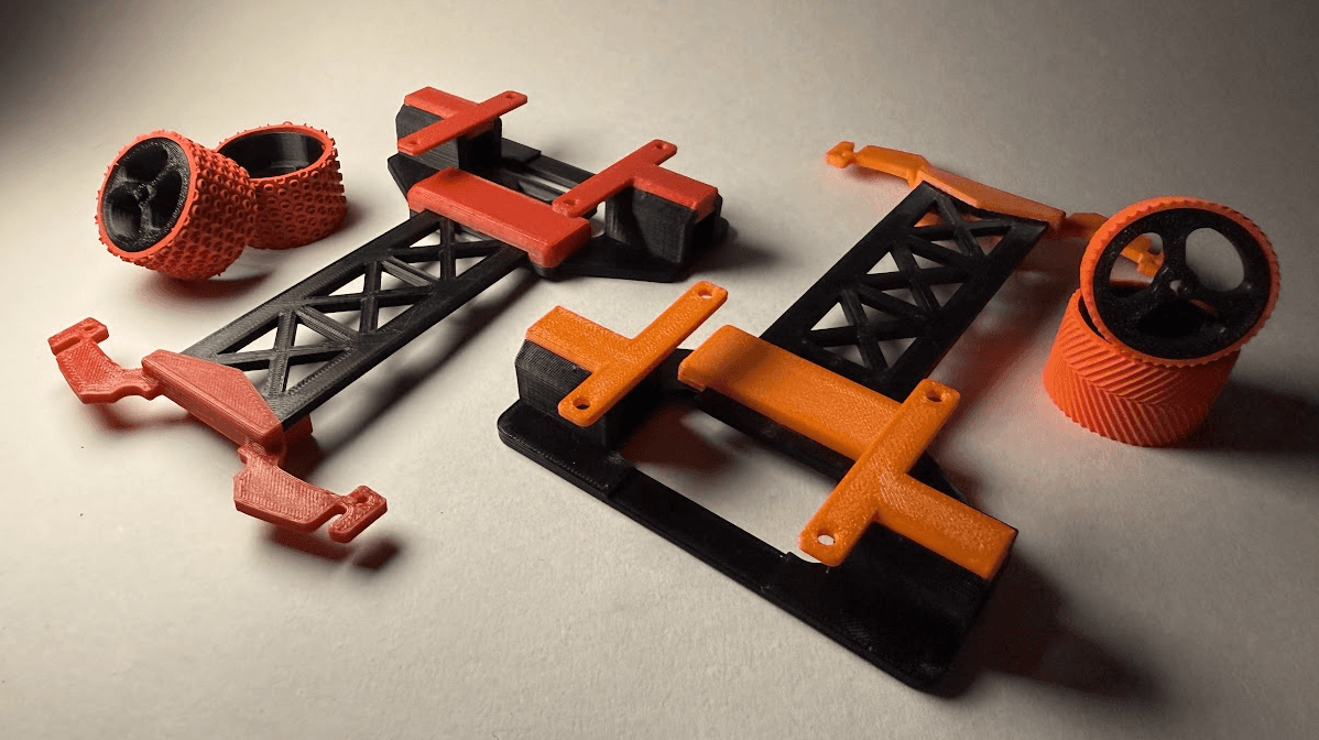 Basic LFR chassis component layout – PCB mount, sensor rail, motor slots