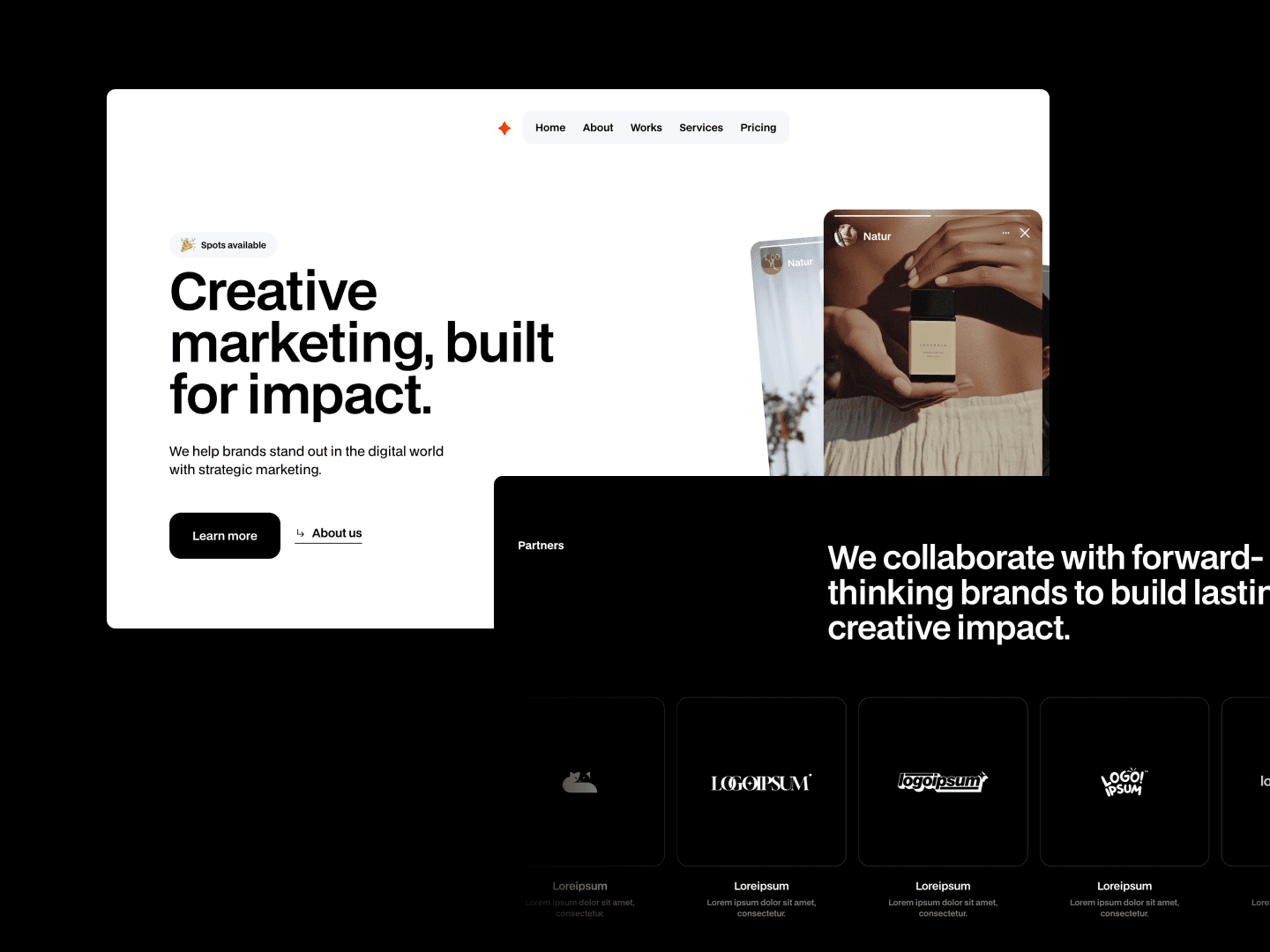 Screenshot of Trendy marketing webflow template