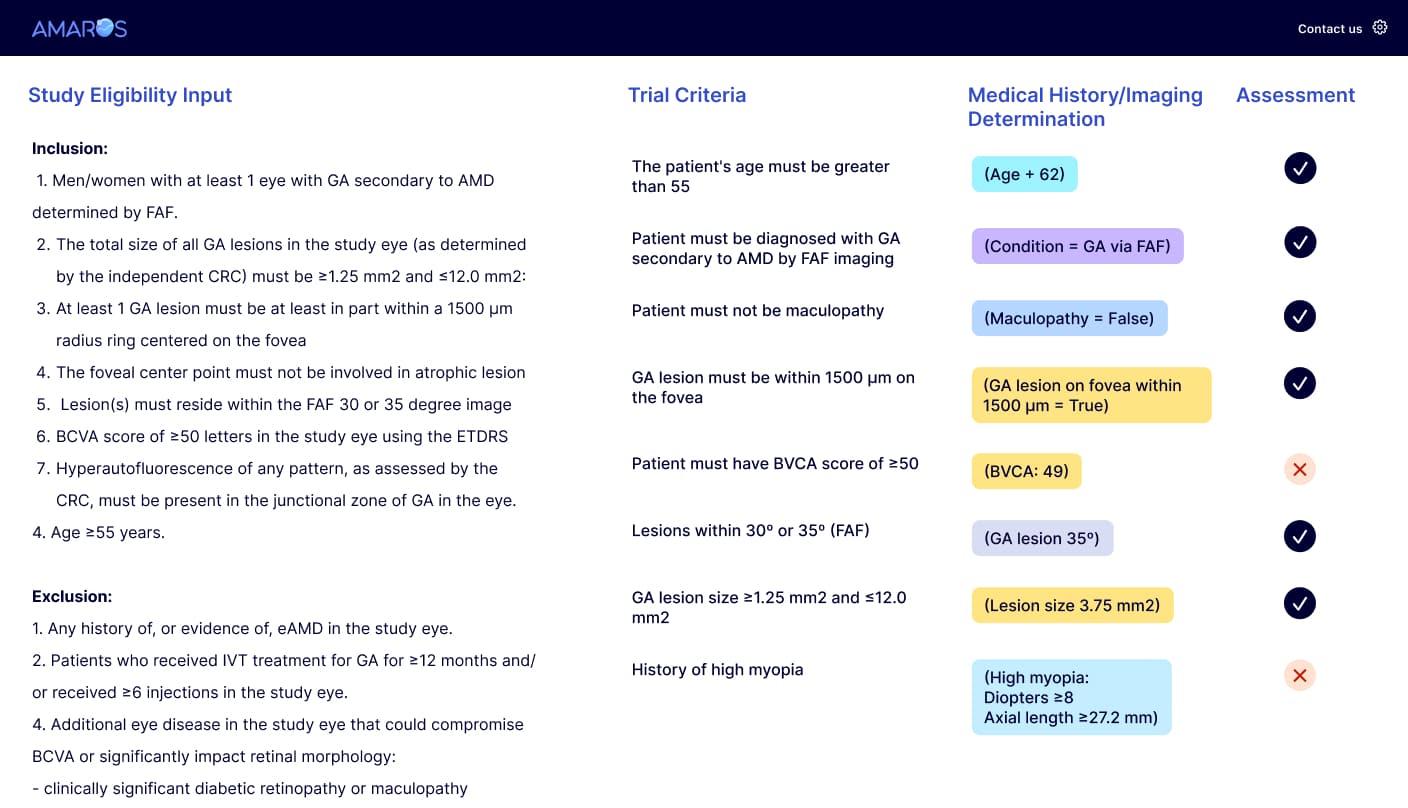 Desktop application showing Amaros reasoning engine UI.