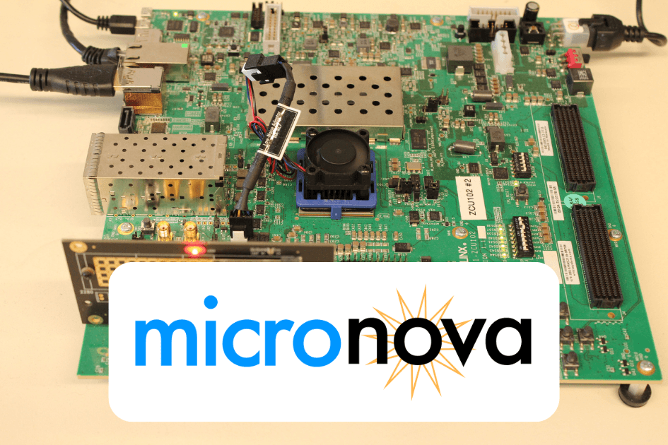 Micronova logo on circuit board.
