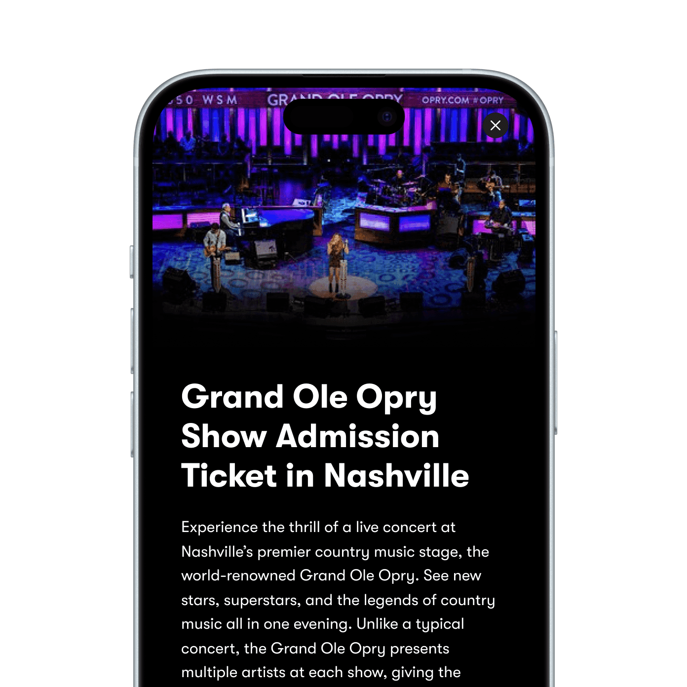 Grand Ole Opry Show Experience Upsell