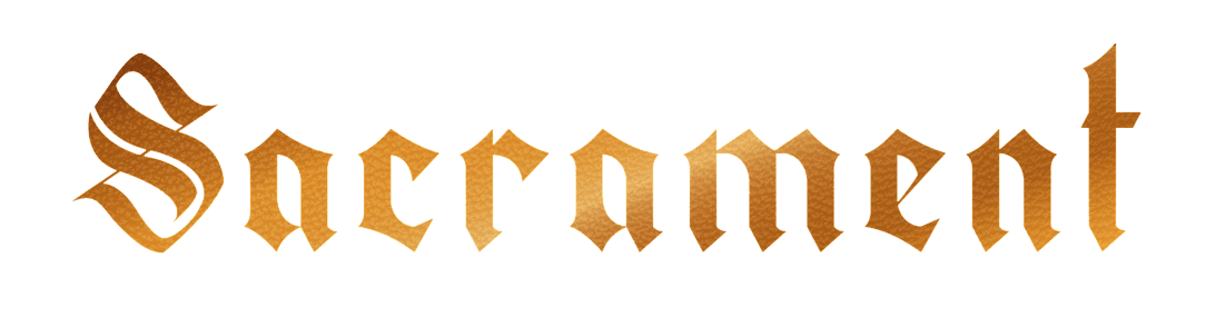 Name of the font, Sacrament, in a blackletter font