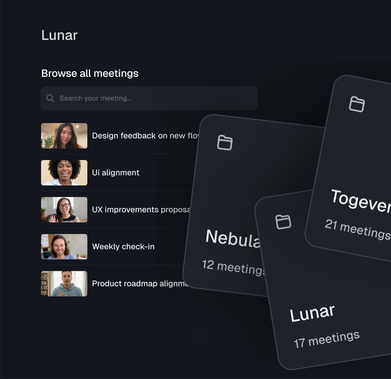 Lunar async collaboration – meeting summary and video contribution view