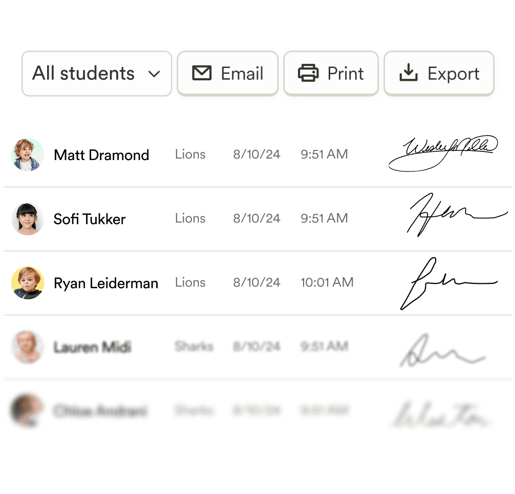 Attendance log