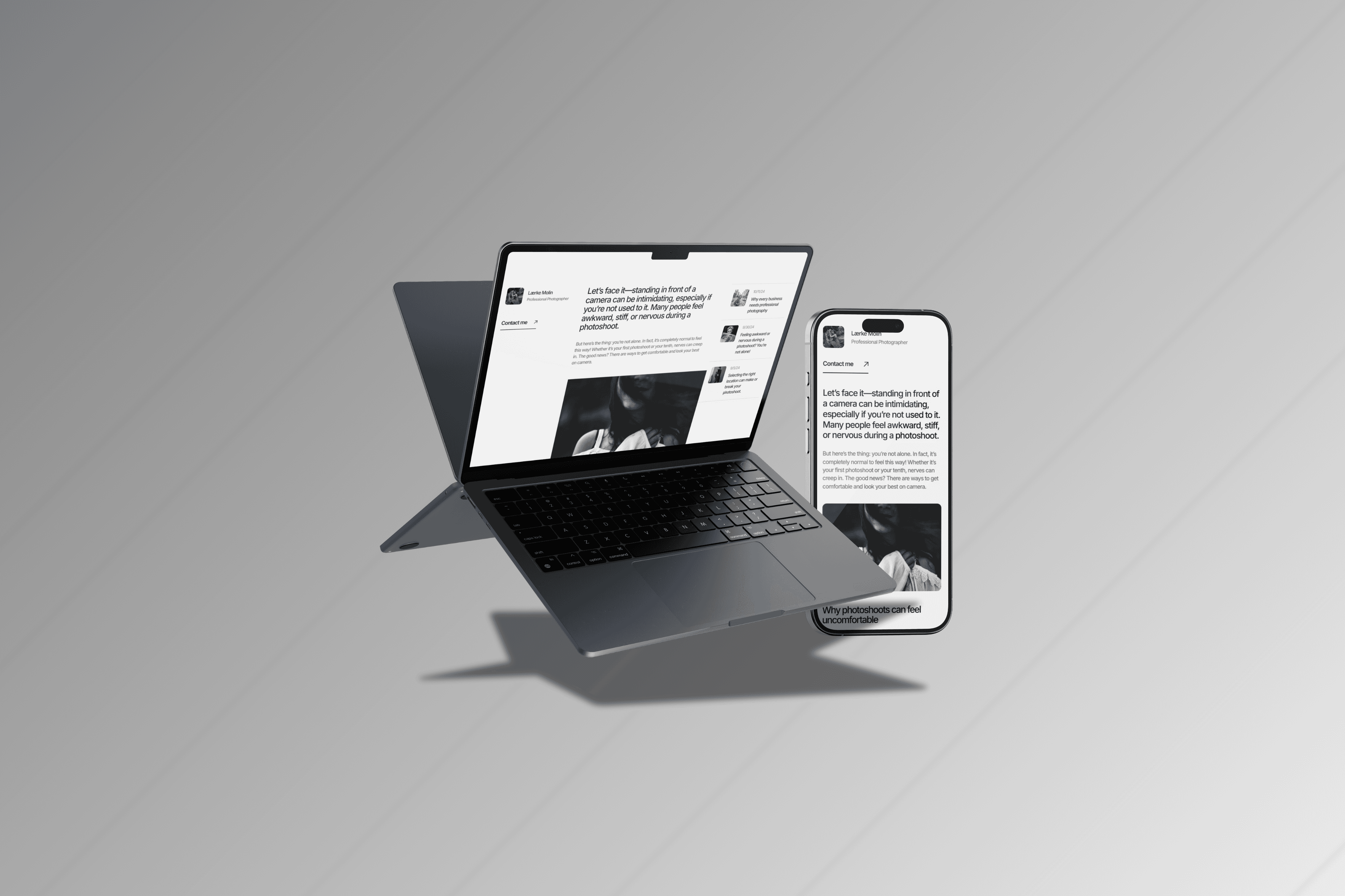 Mac and iPhone Mockup displays website made by Seoma