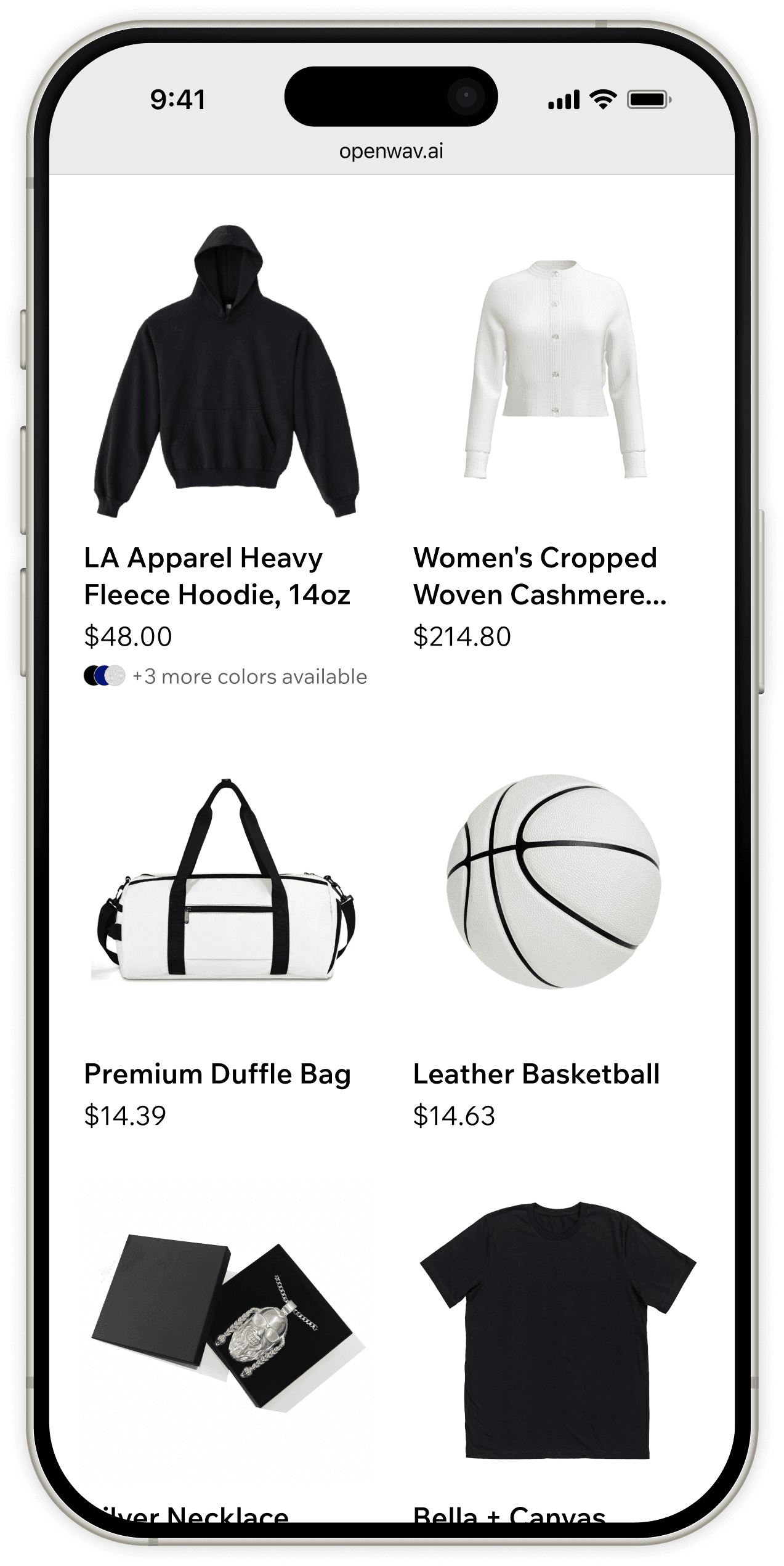 alt="mobile product catalog showing popular items"