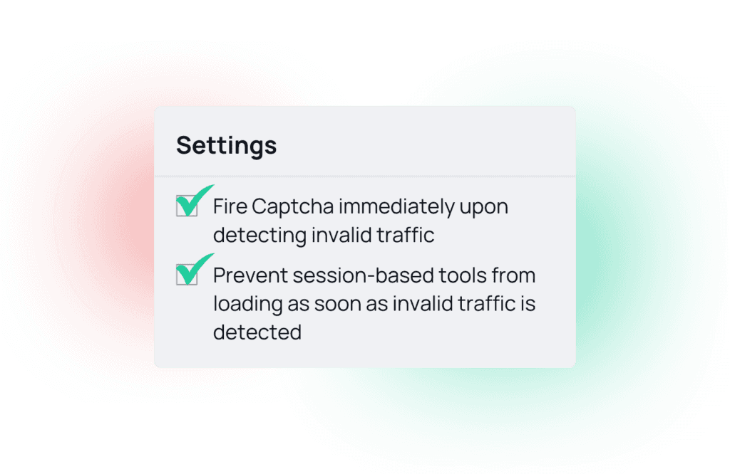 Mockup showcasing a setting section where the user has two options to protect his website.