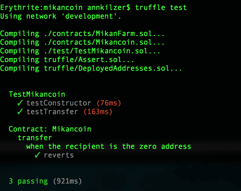 Truffle Tests Passing