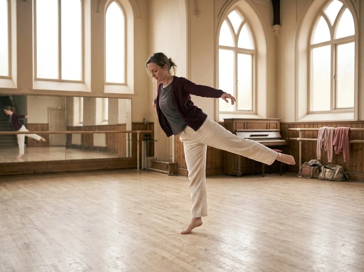 Studio 2: a dancer rehearsing alone in the smaller studio