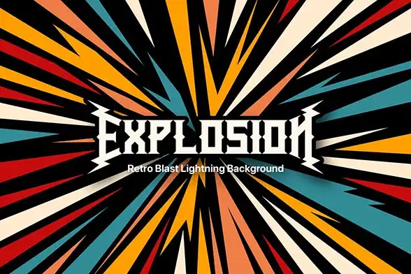 Retro explosion burst background, dynamic comic style rays design