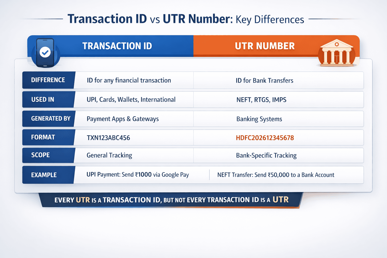 Infinity|Transaction Id vs UTR