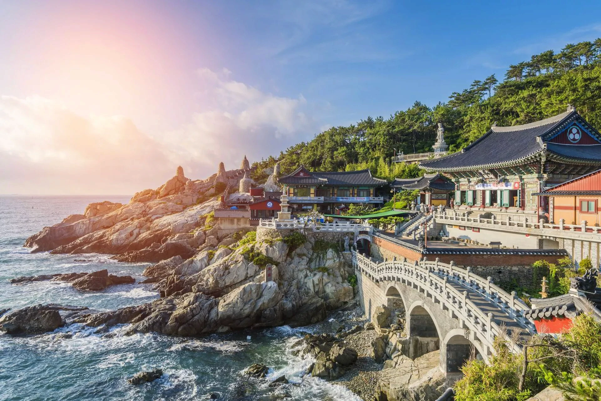Coastal temple overlooking rocky shore