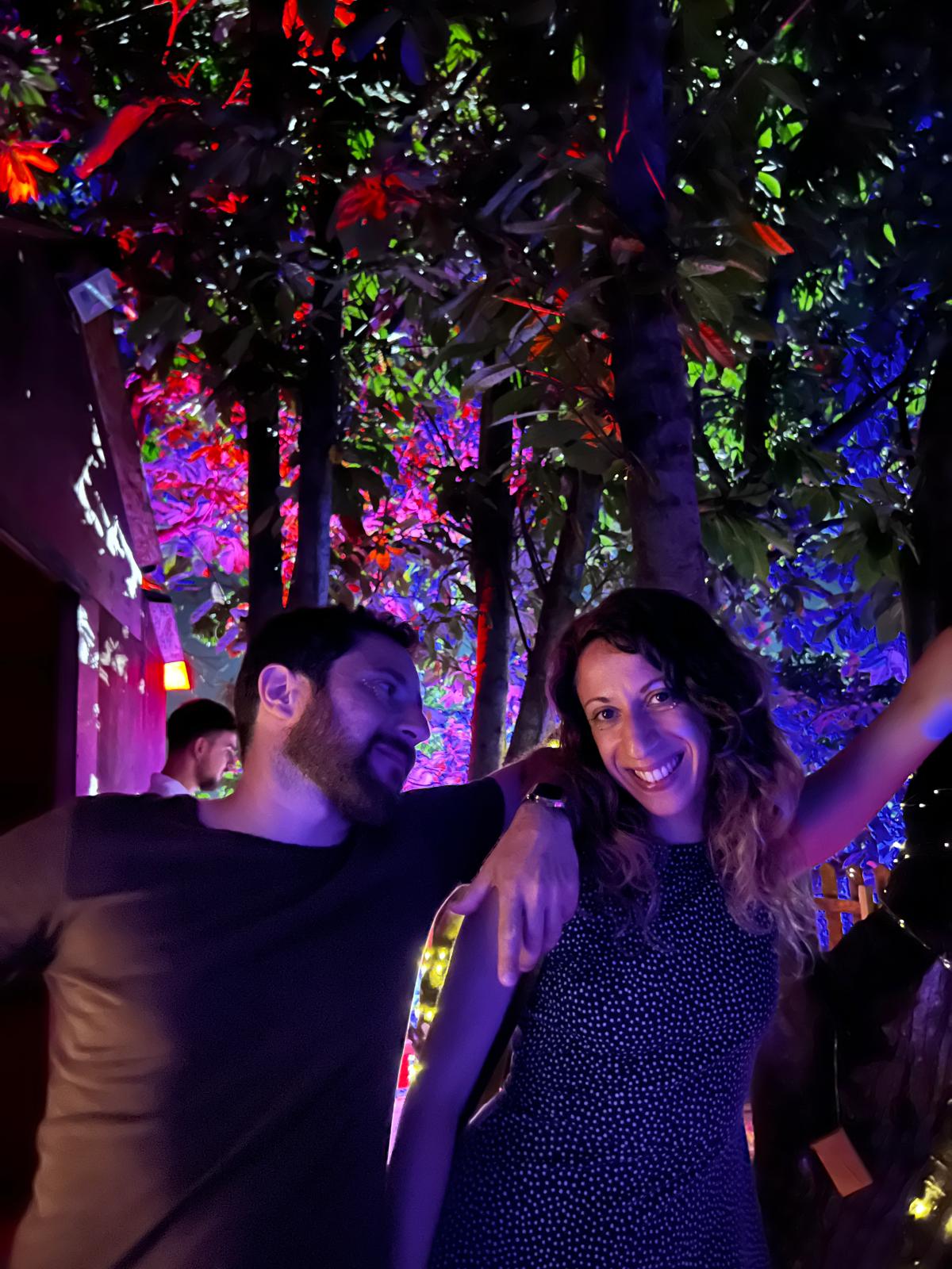 A happy woman on a bike