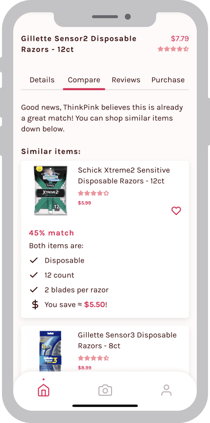 Mockup of the camera app taking a photo of a skirt