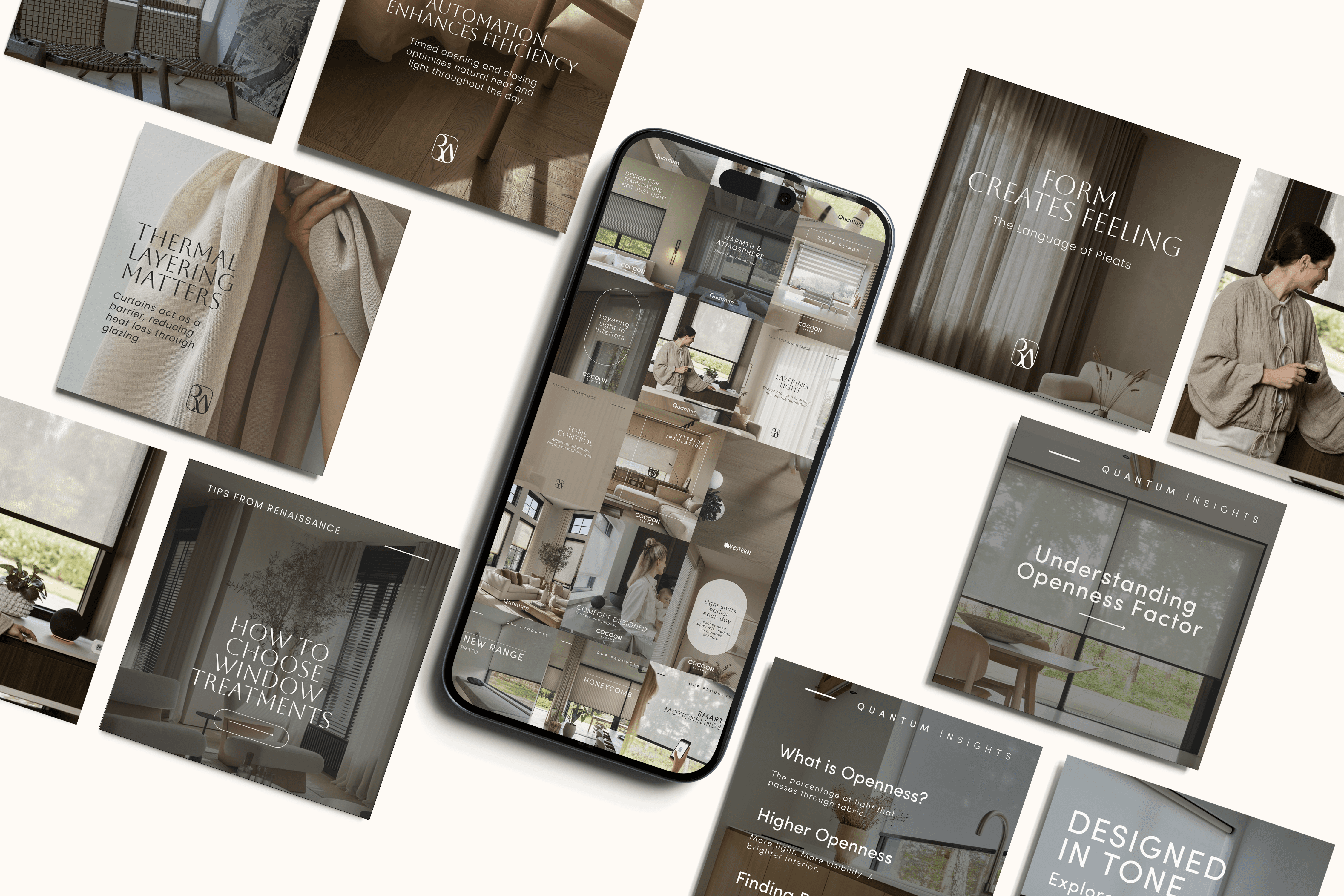 Editorial social direction across various interior brands. Clean, considered, and visually cohesive, content that feels at home on a curated feed and speaks directly to an audience with a sharp eye for design.