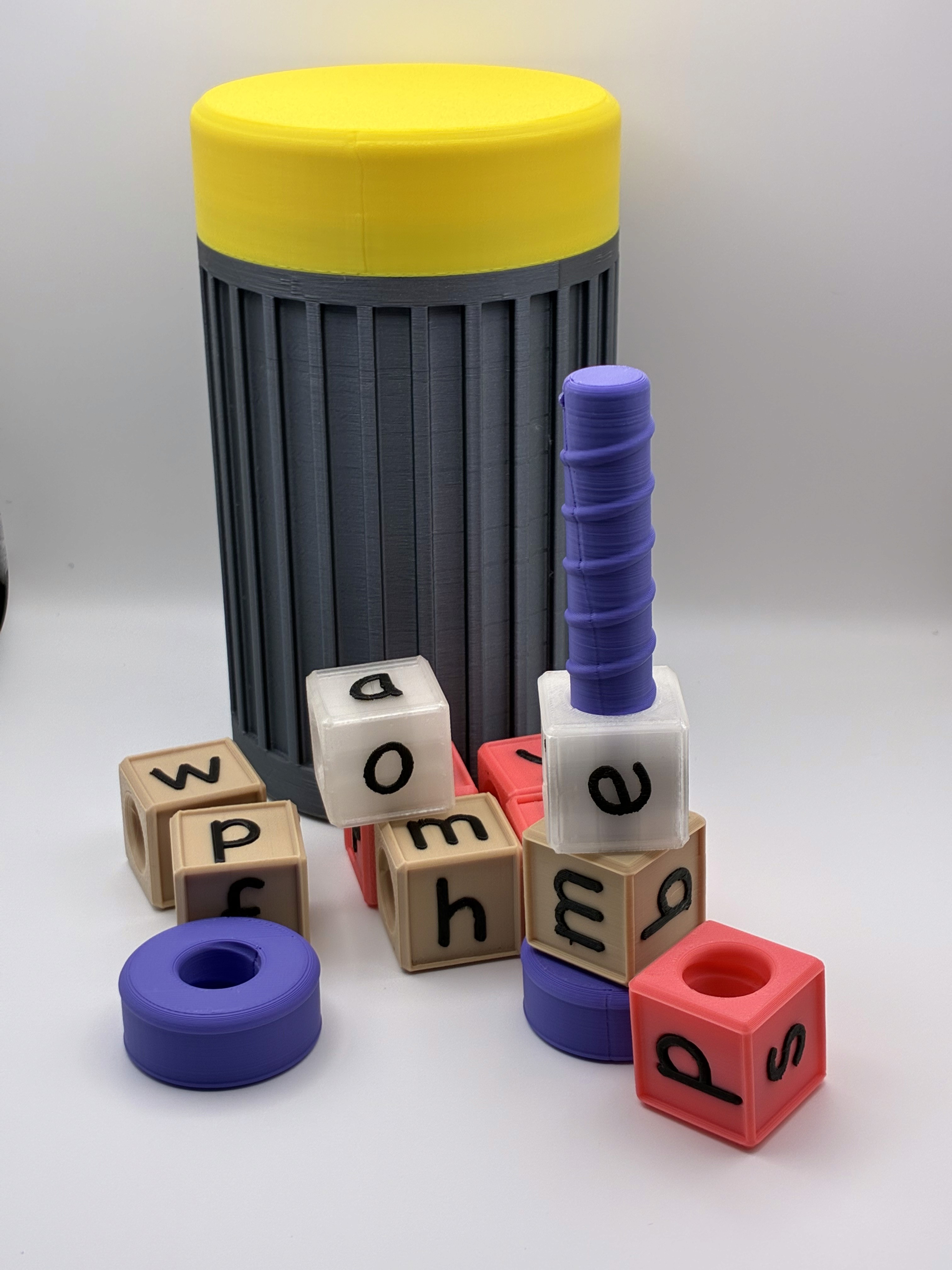 The complete set of word nuts reading with flash cards, rod and containers