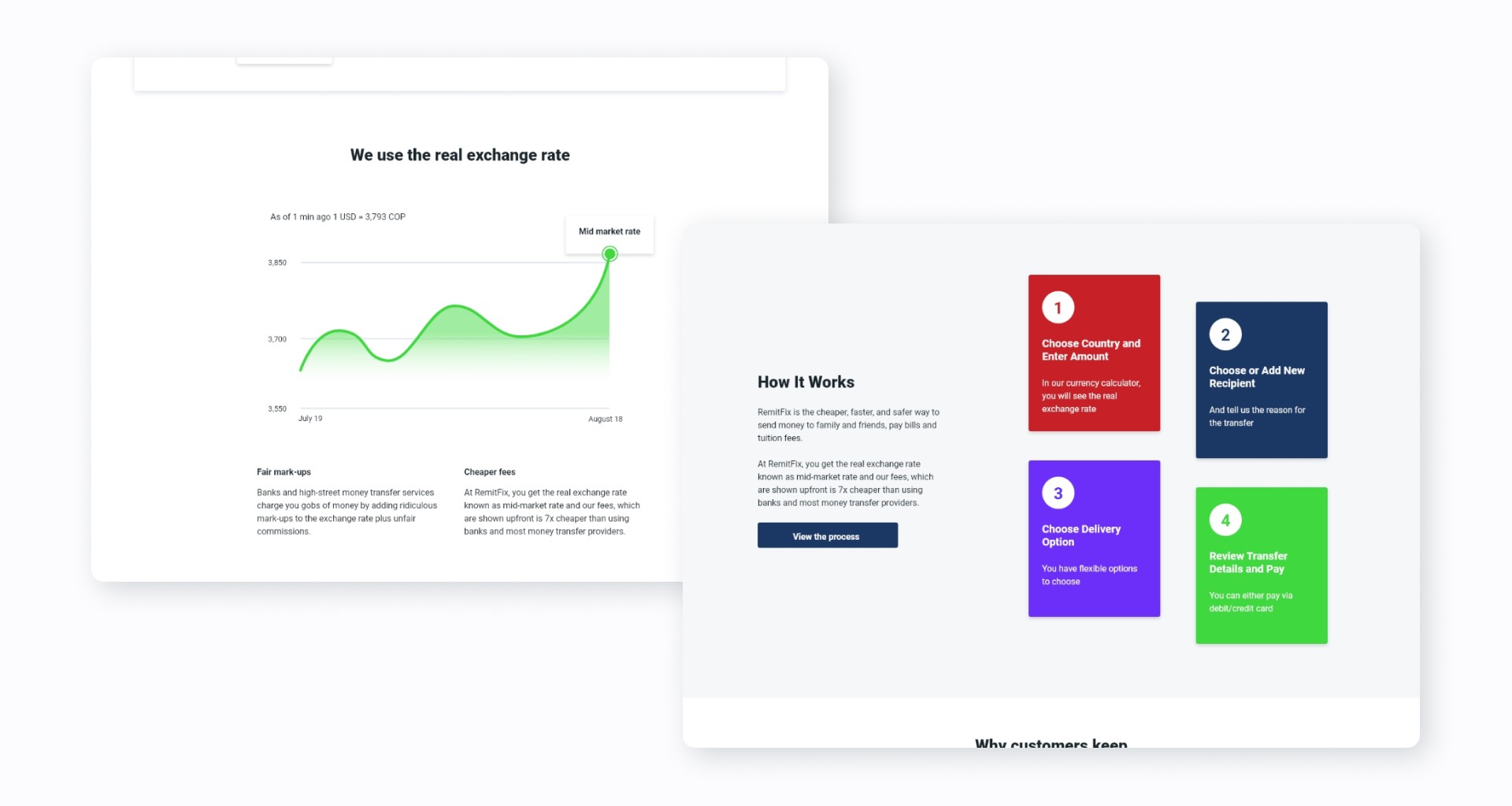 website exchange rate section and how it works section