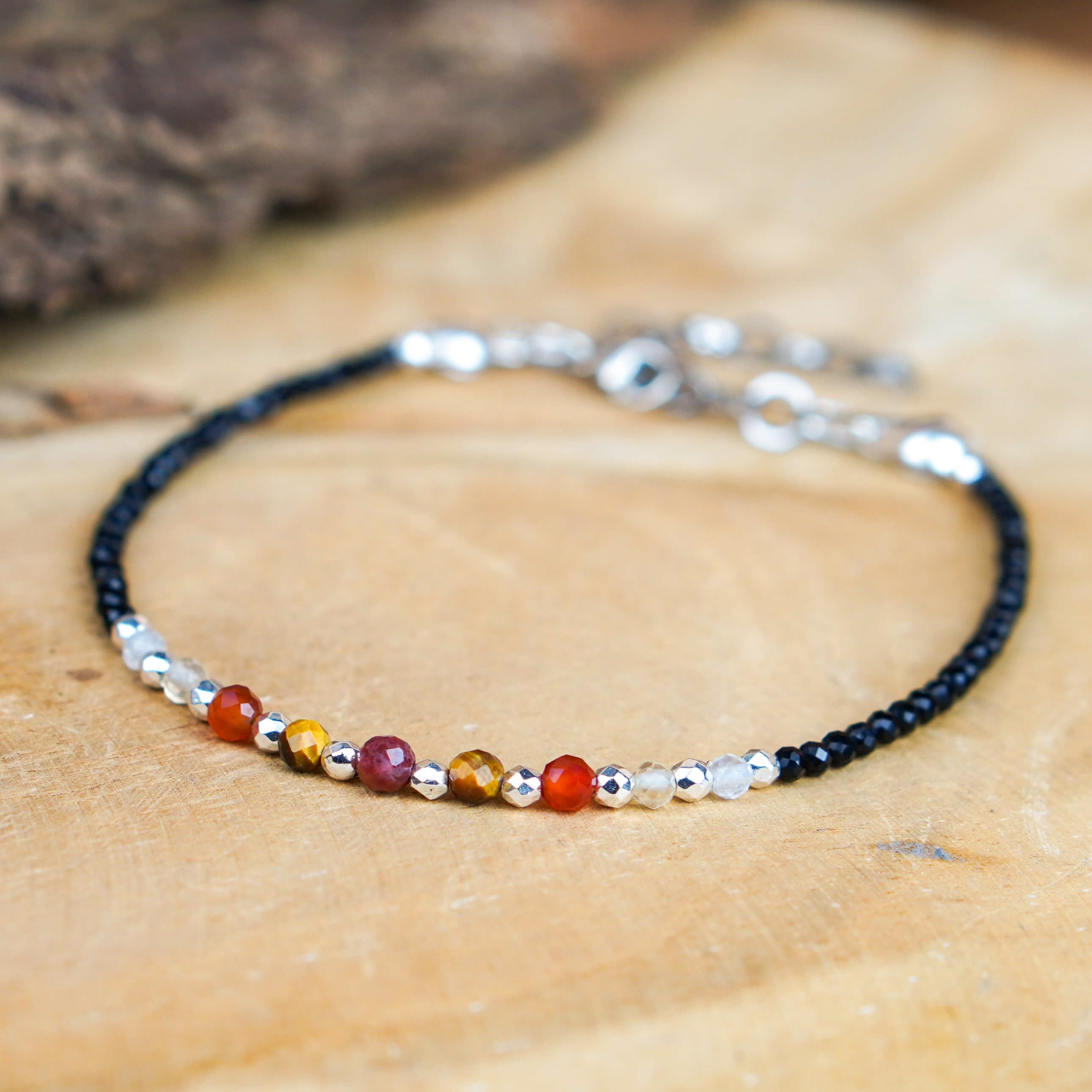 Bransoletka z kamieni naturalnych jaspis czerwony tygrysie oko karneol cytryn kryształ górski