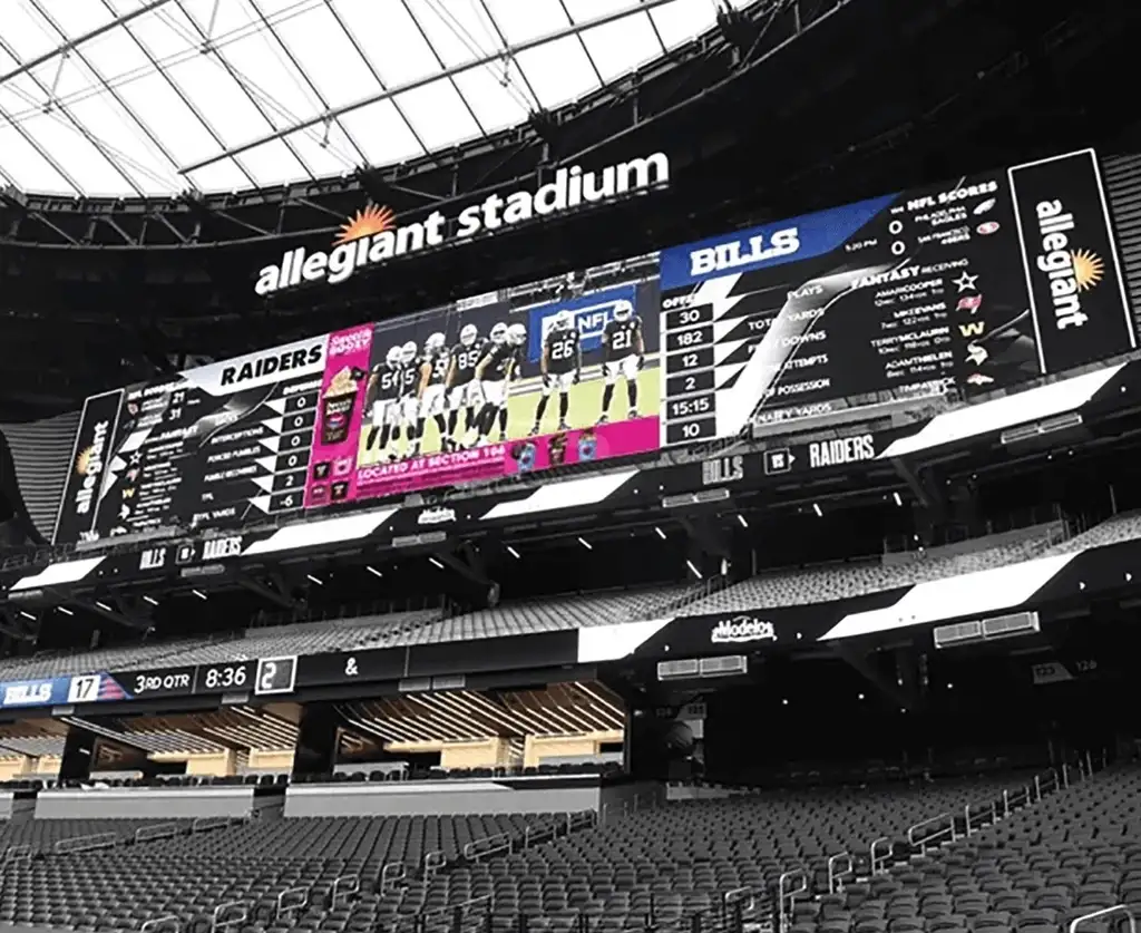 Sweet & Boozy L bracket design on Allegiant Stadium Jumbotron