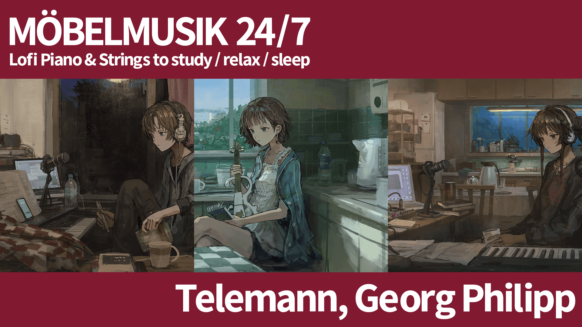  Lofi Piano & Strings to study/relax/sleep 🎹 Telemann baroque classical radio 24/7 | MÖBELMUSIK