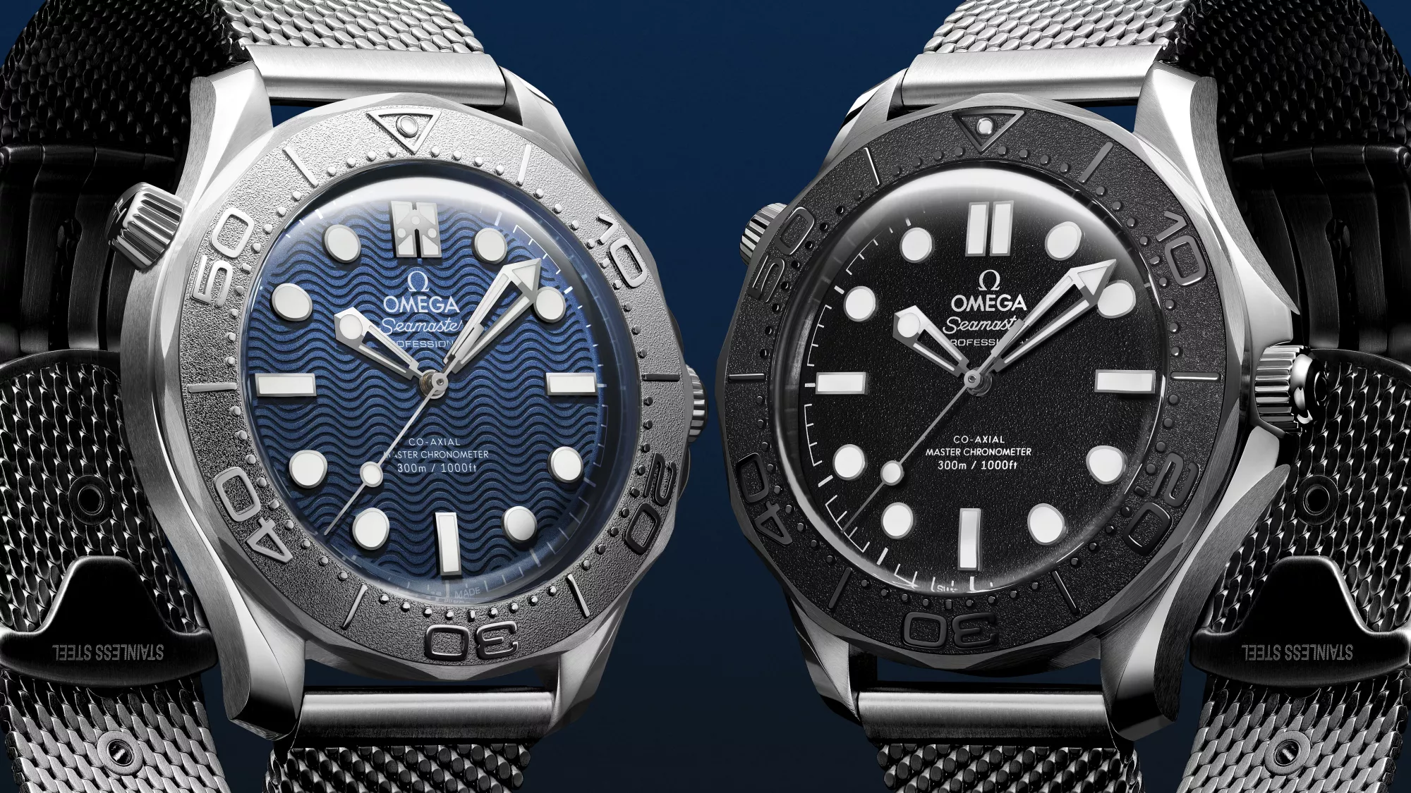 Les Seamaster Diver 300M James Bond et Spectre en acier, présentées dans la collection du 5 octobre 2026.