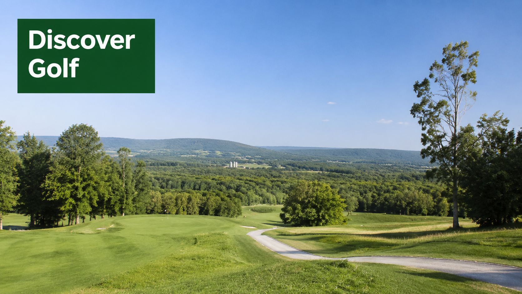 A scenic view of the Woodlynn Hills golf course in Nunda, New York, featuring lush green fairways.
