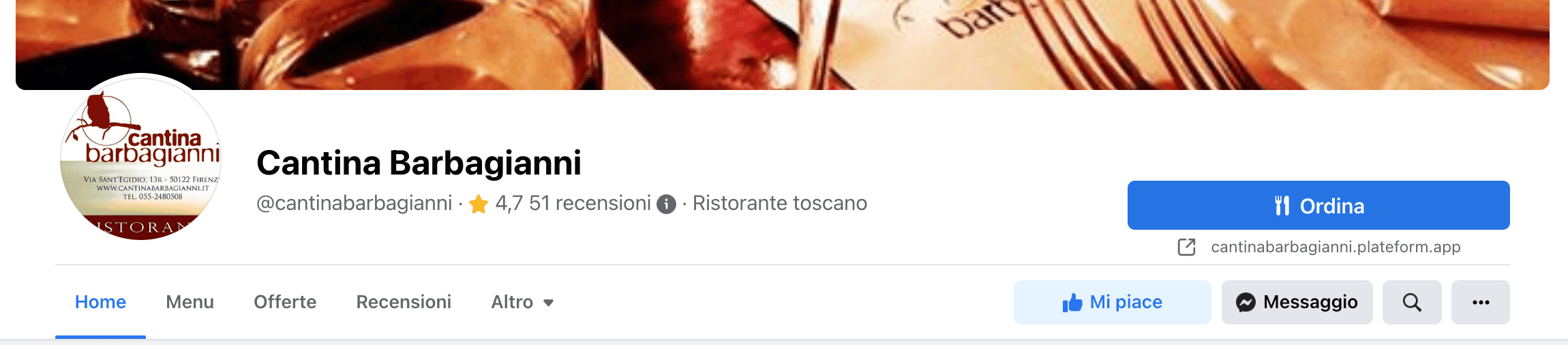 Bottone Ordina Facebook ristorante