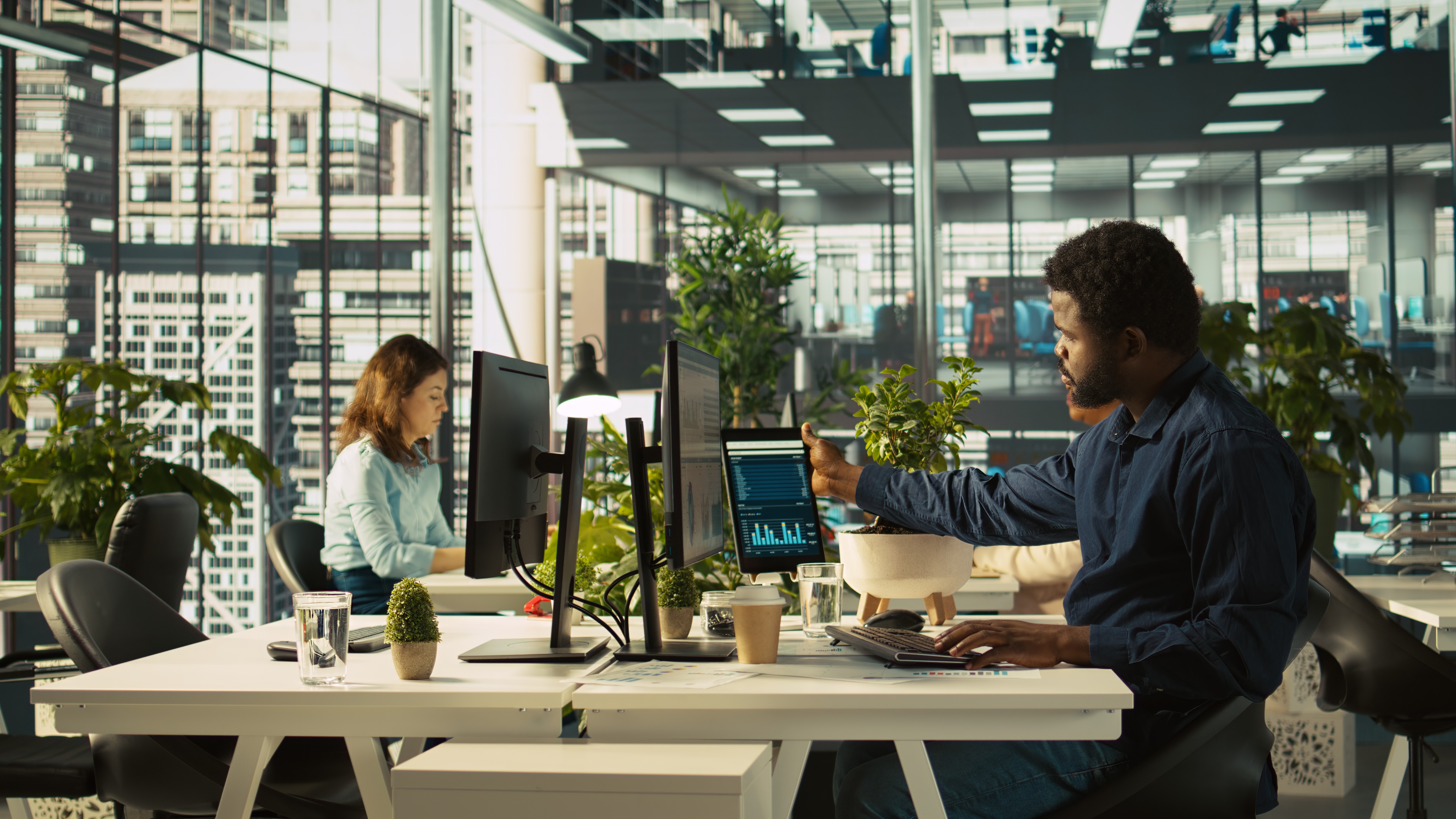 A secure business network setup in a modern UK office environment