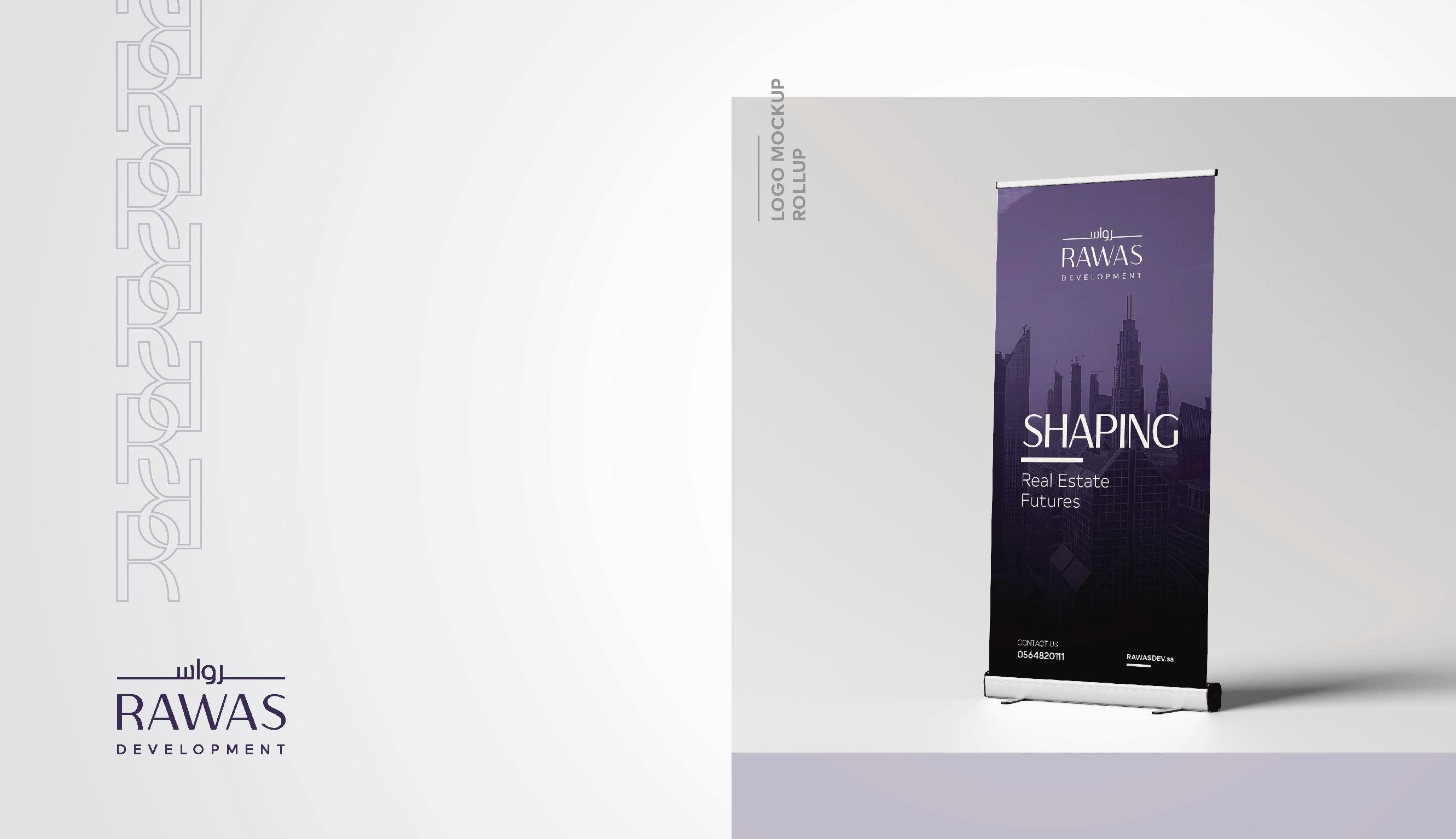 Overview of branding materials created for Rawas Development by Blink Saudia