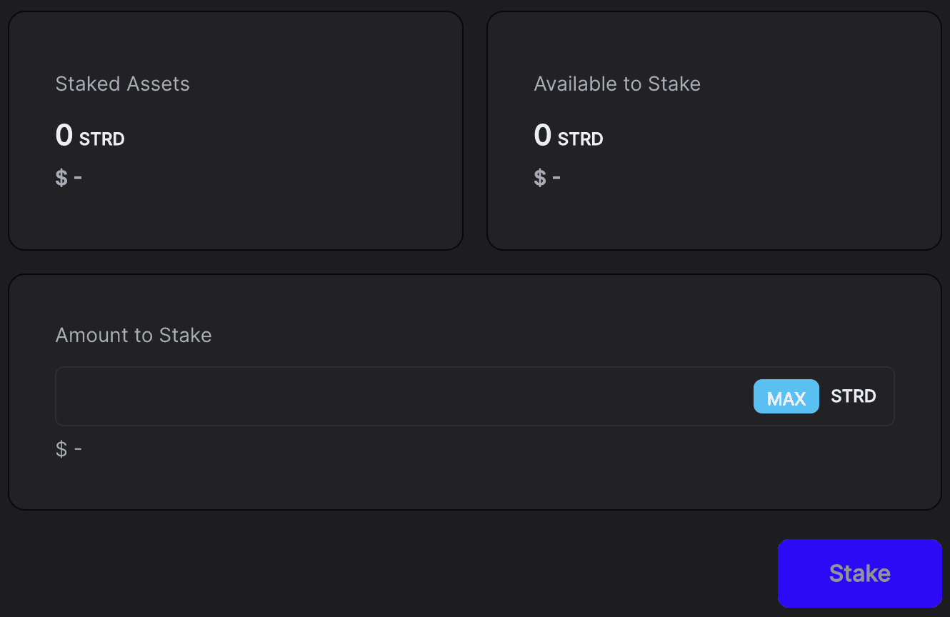 Select STRD amount to delegate