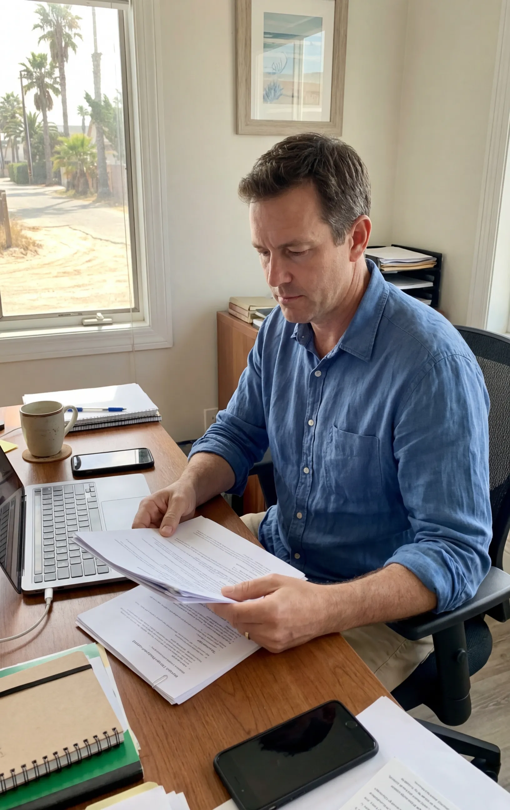 Person working at desk with laptop, "RockN' Socials" digital marketing agency.