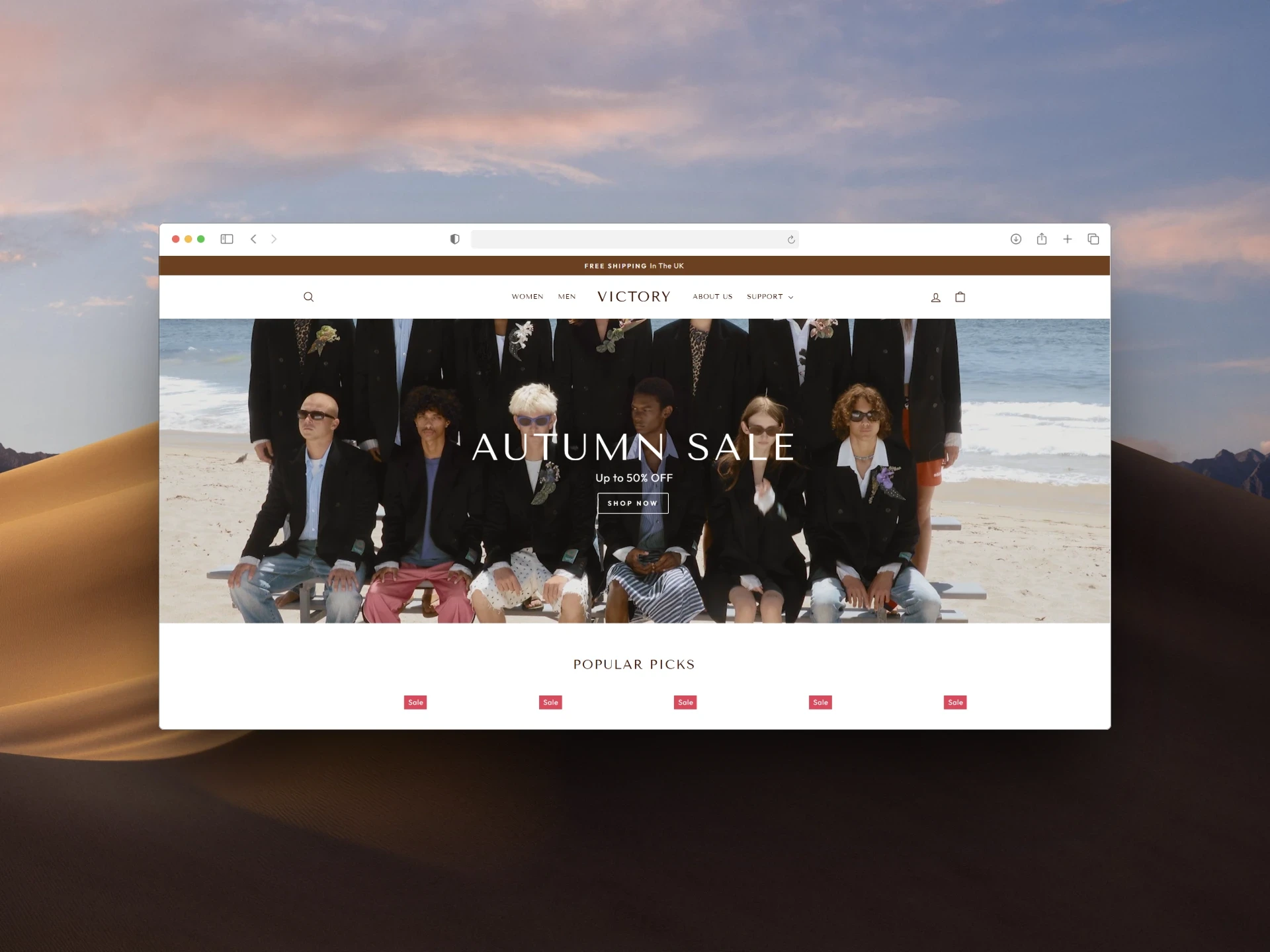 Custom Shopify ecommerce deployment by BIGTASK for Fashion Victory, optimized for high-speed fashion retail conversions.