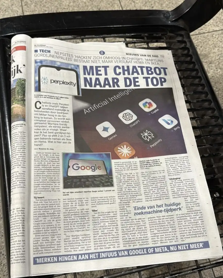 Martijns Gordijnenpaleis featured in De Telegraaf, the Netherlands' largest newspaper — June 2025.
