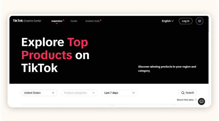 TikTok Shop Top Products page