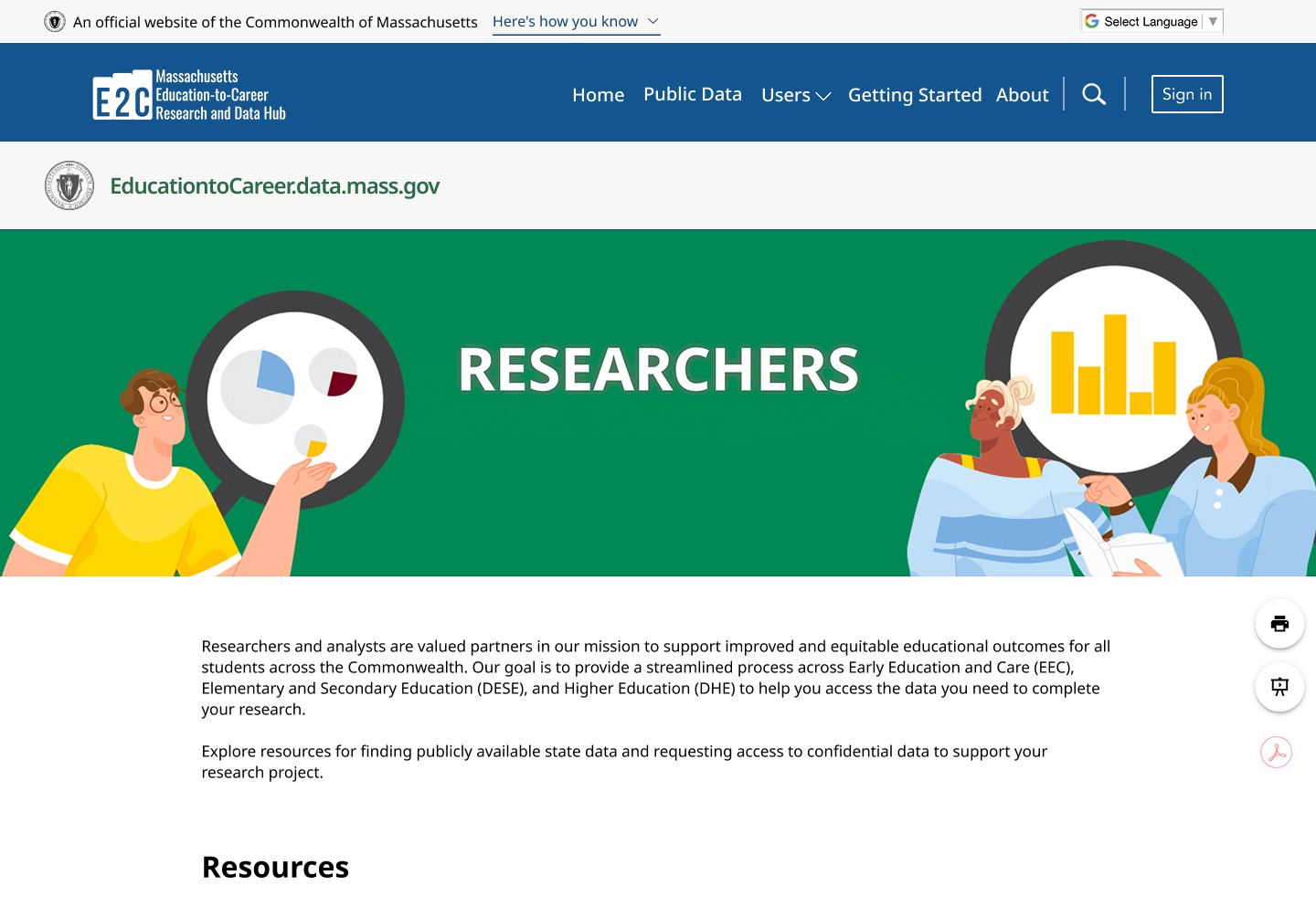 E2C Open Data Website