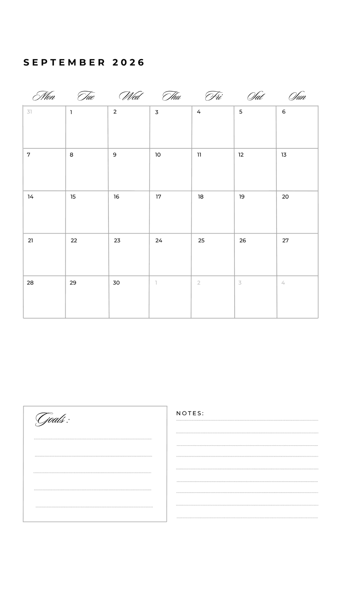 The Daily Flow Agenda Leo Print class timetable layout